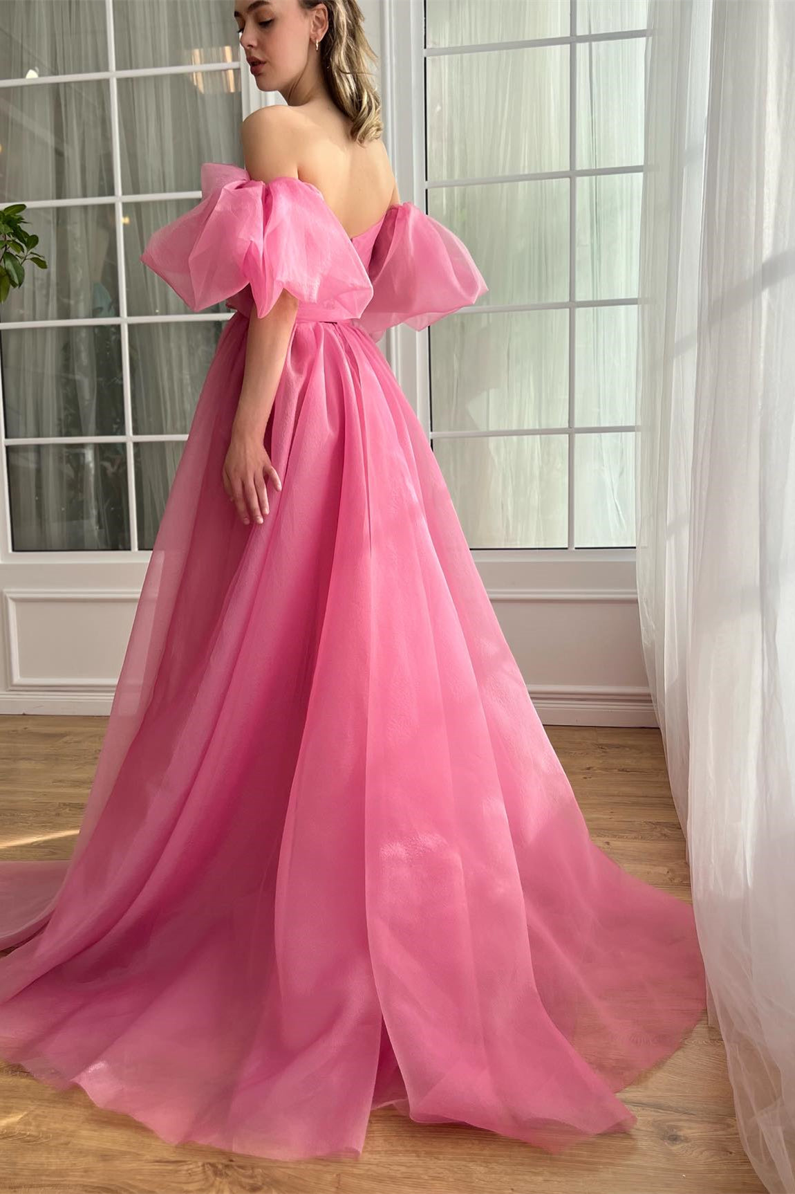 Pink Bubble Gown A-line Prom Dresses, Flowy Prom Dresses, Newest Prom Dresses