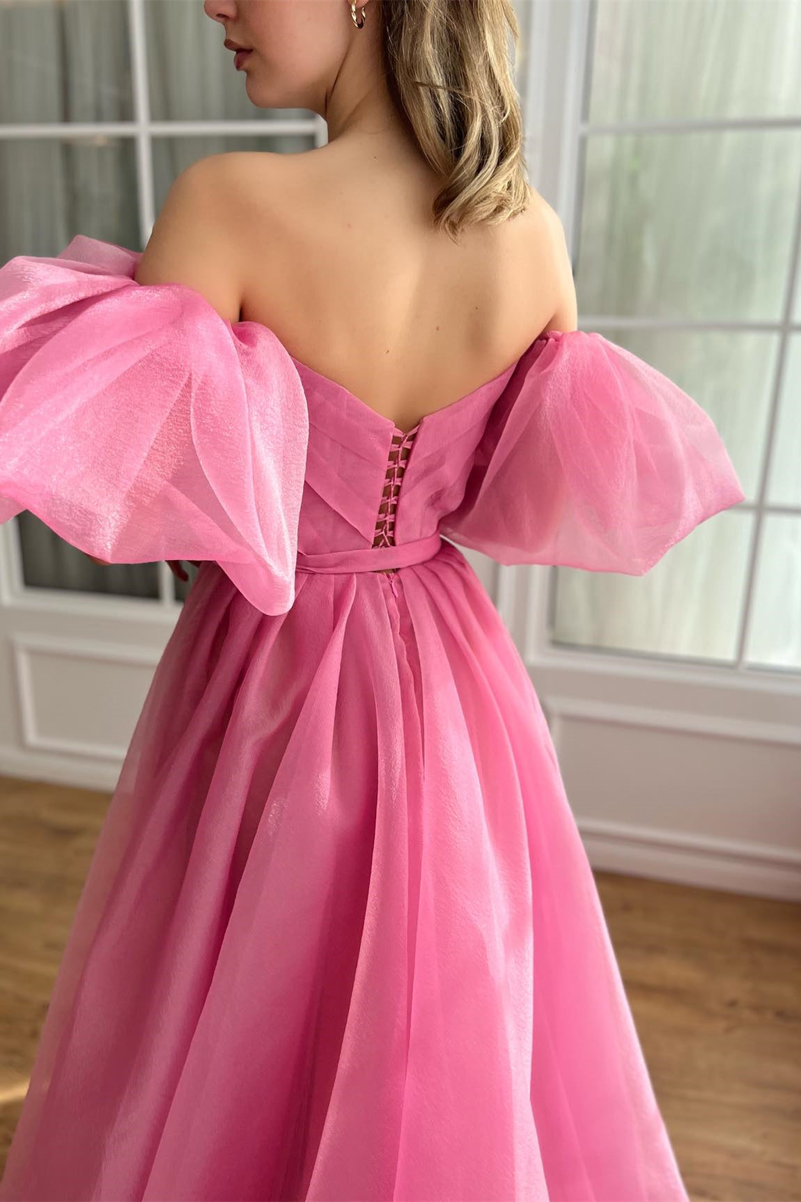 Pink Bubble Gown A-line Prom Dresses, Flowy Prom Dresses, Newest Prom Dresses