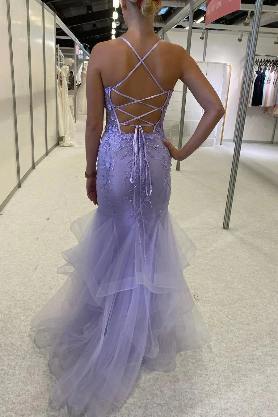 Spaghetti Straps Lace Prom Dresses, Mermaid 2025 Newest Long Prom Dresses, Wedding Party Dresses