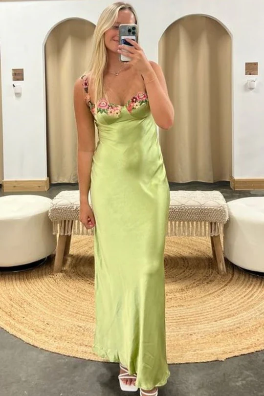 Chic Straps Newest Long Prom Dresses, Popular 2025 Evening Party Dresses, Appliques Bridesmaid Dresses