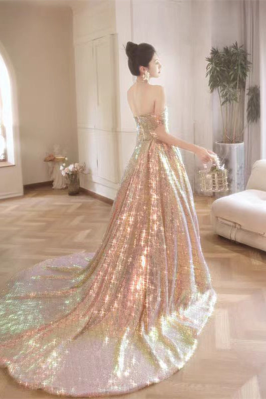 Off the Shoulder Shiny Sequin Prom Dresses, A-line Princess Dresses, Graduation Party Dresses, Formal Dresses, Evening Dresses