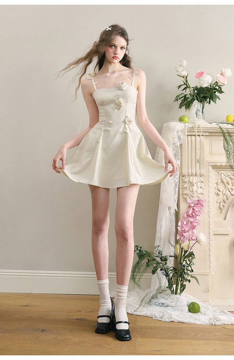 Rose Design Mini Wedding Dresses, Newest Prom Dresses, Satin A-line Bridal Gowns