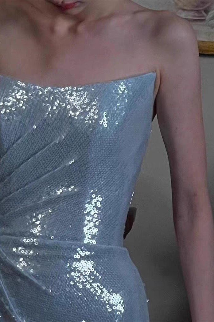 Pale Blue Sequin Mermaid Prom Dresses, Shiny Prom Dresses, Long Prom Dresses, Newest Prom Dresses