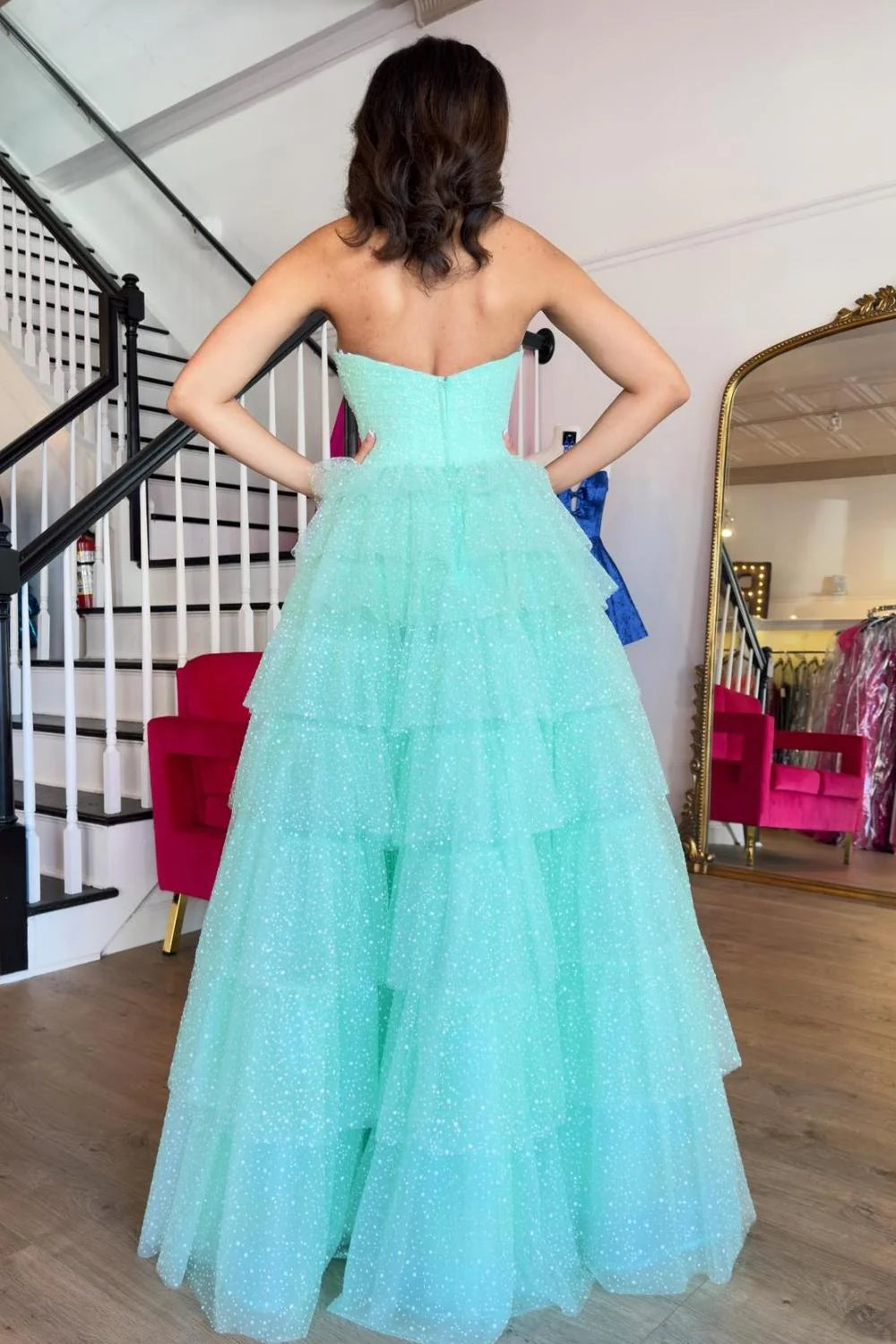 Strapless Sequins 2025 Ball Gowns, A-line Newest Long Prom Dresses , Puffy Girl Party Dresses