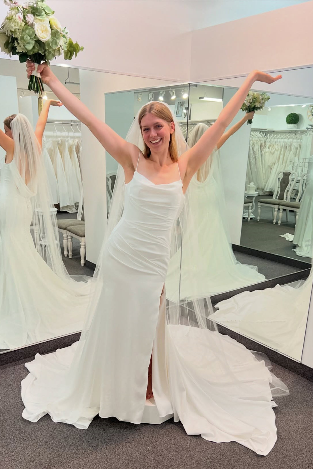 Spaghetti Long Sheath Soft Satin Wedding Dresses, Simple Elegant Wedding Dresses, Bridal Gown