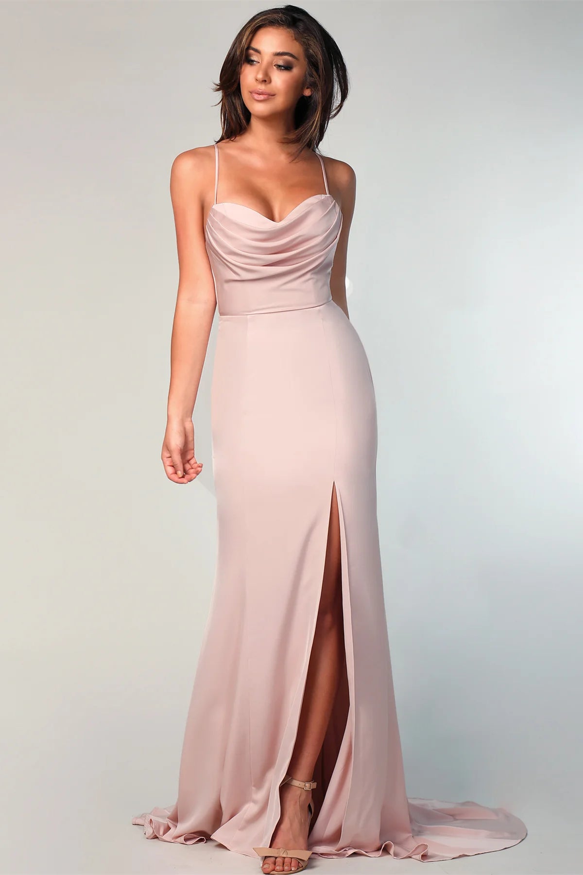 Nude Pink Mermaid Bridesmaid Dresses, Long Bridesmaid Dresses, Wedding Guest Dresses, Newest Prom Dresses