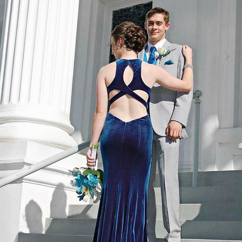 Sexy Long Mermaid Velvet Prom Dresses, Formal Dresses