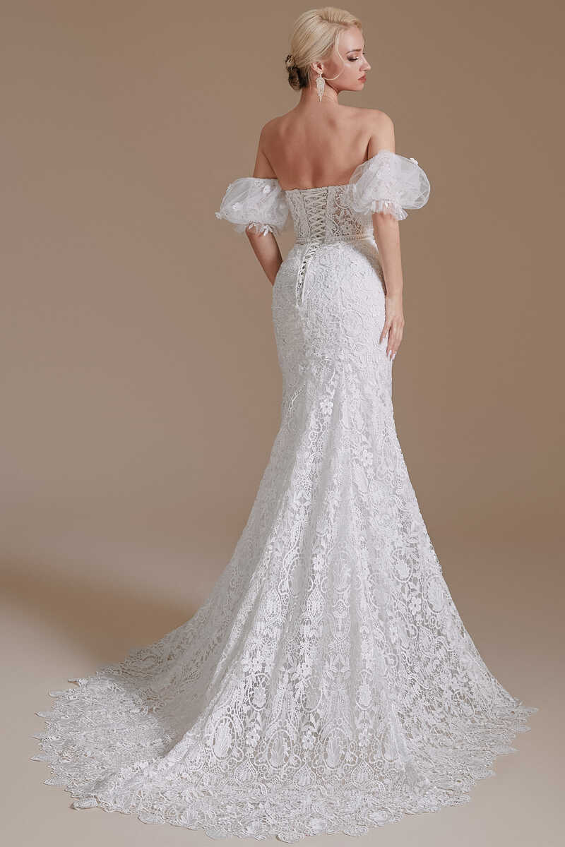 Strapless Sweetheart Wedding Dresses, Mermaid Lace Bridal Gowns, Newest Wedding Dresses