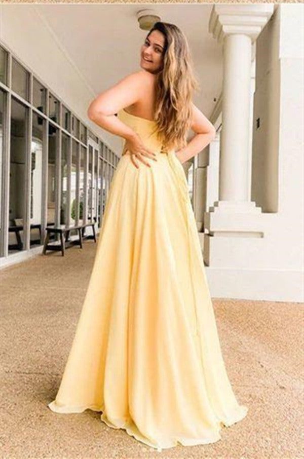 Sweetheart Long A-line Prom Dresses, Simple 2020 Prom Dresses Long