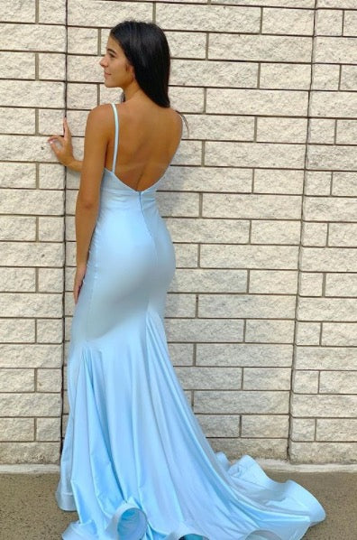 Spaghetti Straps V-neck Long Prom Dresses, Mermaid Newest 2021 Prom Dresses