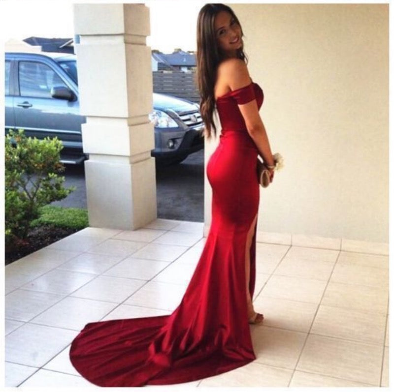 Off Shoulder Simple Long Prom Dresses, Mermaid Prom Dresses, Affordable Prom Dresses