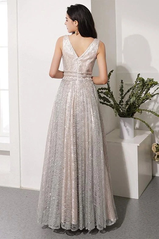 V-neck Sequins Long Prom Dresses, 2020 Affordable Prom Dresses, New Prom Dresses