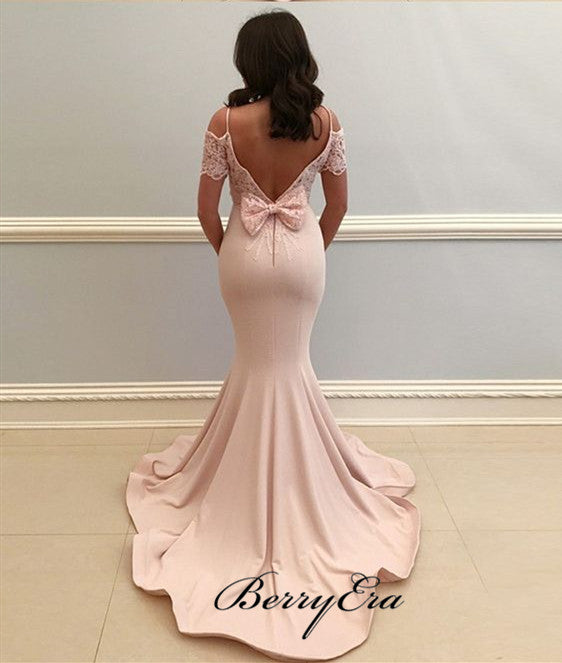 Off The Shoulder Mermaid Bridesmaid Dresses, Lace Long Prom Dresses