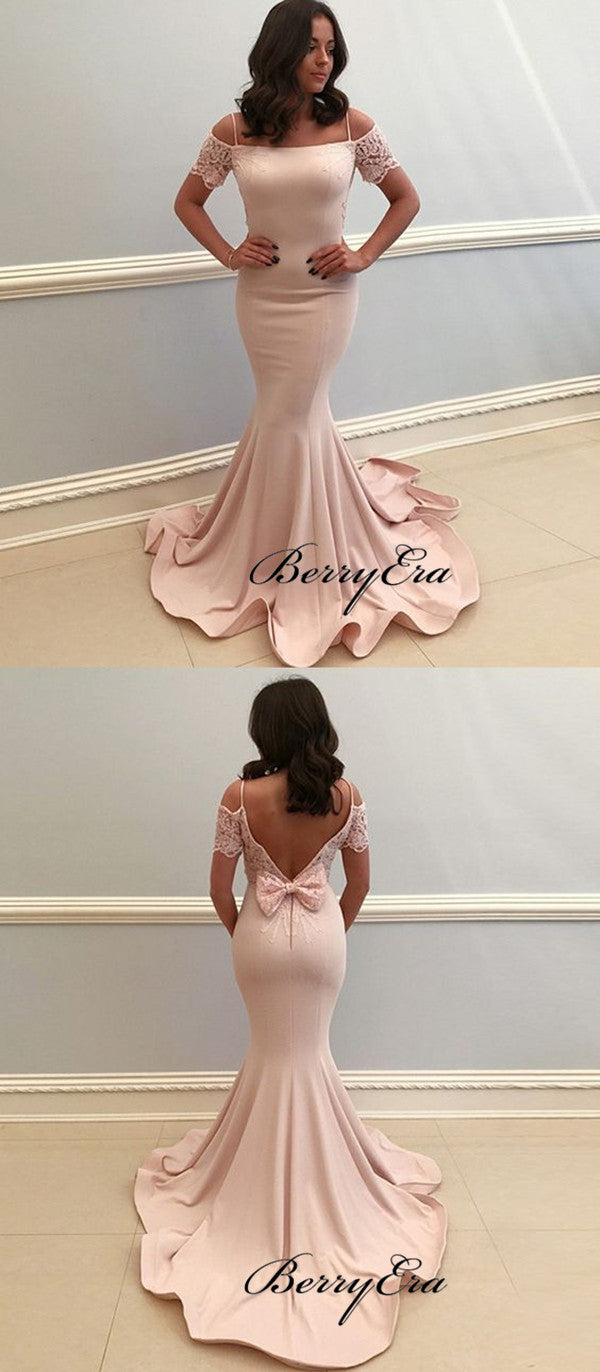 Off The Shoulder Mermaid Bridesmaid Dresses, Lace Long Prom Dresses