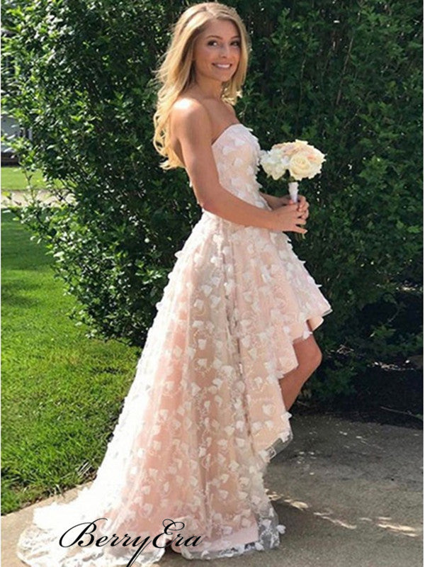 Hi-low Lovley Appliques Prom Dresses, Popular Prom Dresses, Wedding Dresses, Bridal Gown