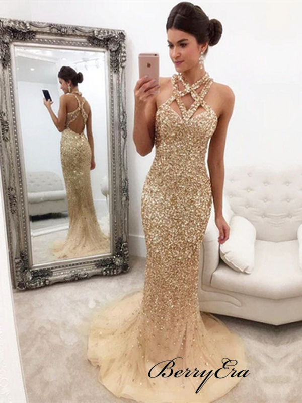 Rhinestone Bling Bling Prom Dresses, Fancy Long Prom Dresses