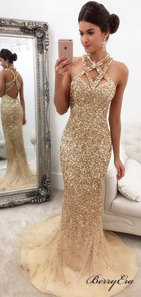 Rhinestone Bling Bling Prom Dresses, Fancy Long Prom Dresses