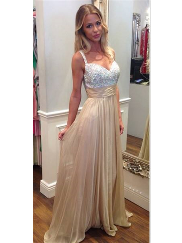 Bling Rhinestones Beaded Long Prom Dresses, Nice Prom Dresses, Long Prom Dress