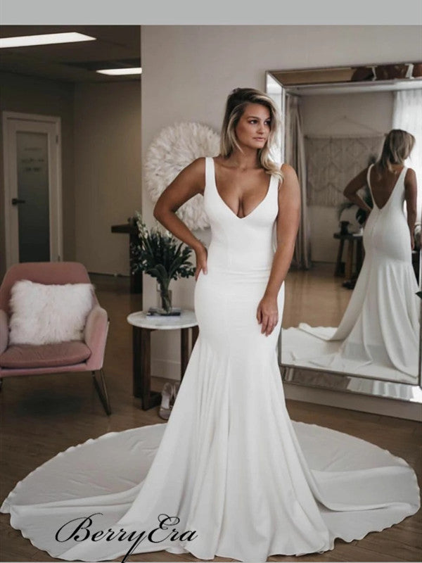 Mermaid Fashion Wedding Dresses, Simple Popular Wedding Dresses