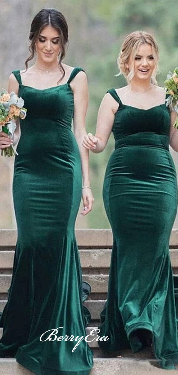 Mermaid Design Wedding Bridesmaid Dresses, Velvet Bridesmaid Dresses