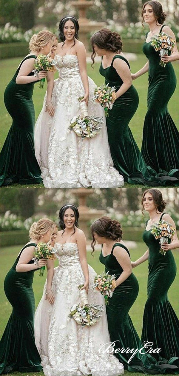 Mermaid Design Wedding Bridesmaid Dresses, Velvet Bridesmaid Dresses