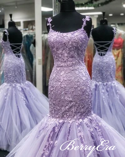 Muti Styles Purple Lace Beaded Prom Dresses, Popular Prom Dresses, Long Prom Dresses