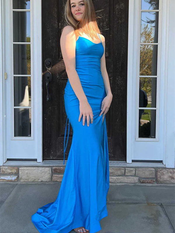 Spaghetti Strapless Simple Long Prom Dresses, 2023 Mermaid Party Dresses, Newest Prom Dresses