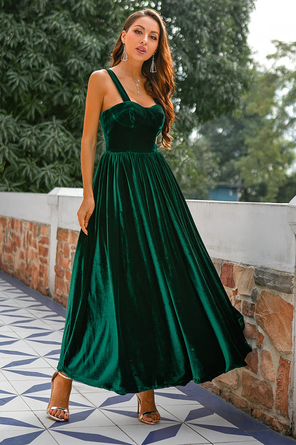 A-line Popular Velvet Holiday Party Dresses, Simple 2023 Long Prom Dresses, Evening Party Dresses