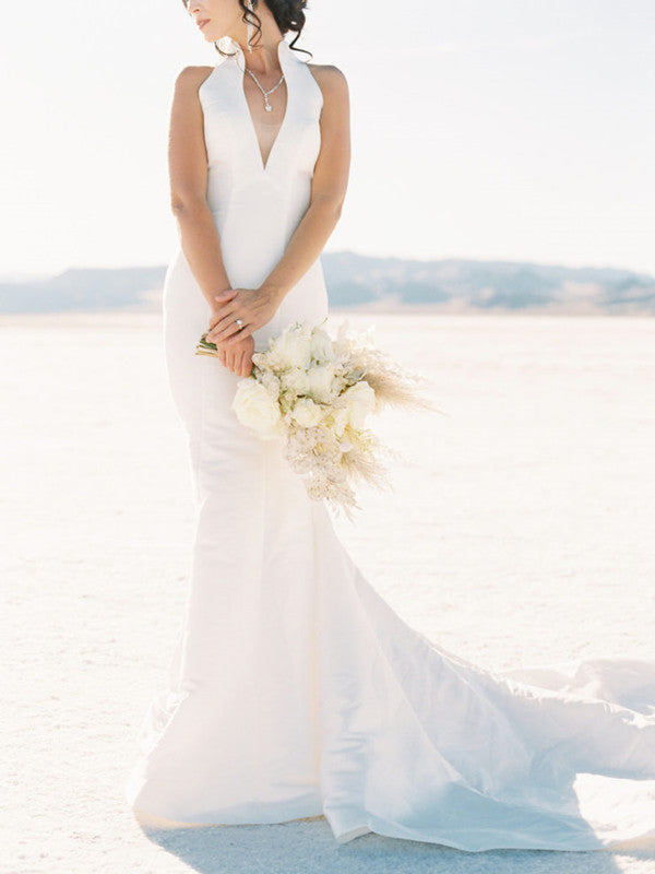 Fancy Popular Beach Wedding Dresses, Mermaid Simple Wedding Dresses