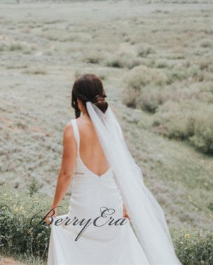 Simple Off White Mermaid Wedding Dresses, Affordable Country Wedding Dresses