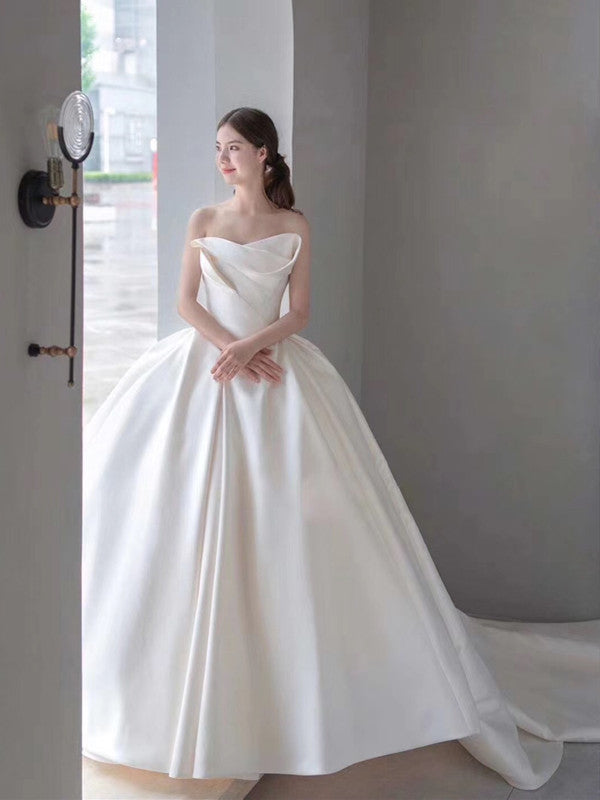 Strapless Popular Bridal Gowns, 2020 Newest Wedding Dresses, A-line Wedding Dresses