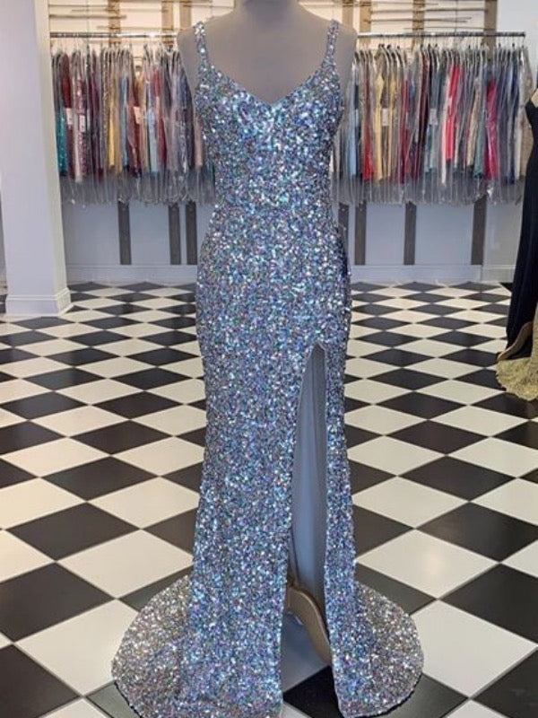 Popular Sequins Long Prom Dresses, Simple Prom Dresses, 2020 Newest Prom Dresses