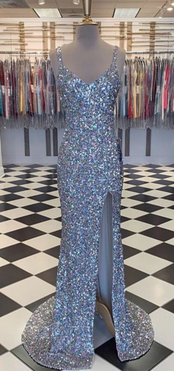 Popular Sequins Long Prom Dresses, Simple Prom Dresses, 2020 Newest Prom Dresses