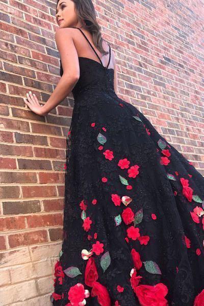 A-line Lace Long Prom Dresses, Appliques Elegant 2020 Long Prom Dresses