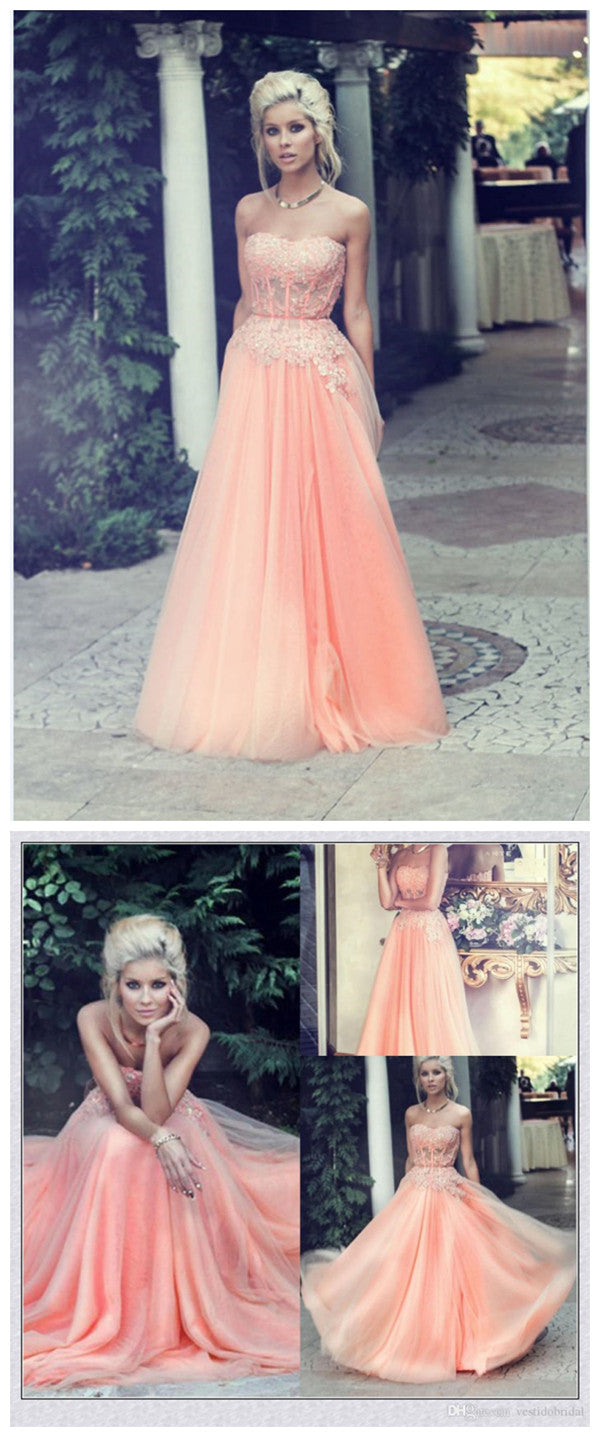 Sweet Pink Color Elegant Prom Dress, Long A-line Prom Dress, Organza Prom Dress