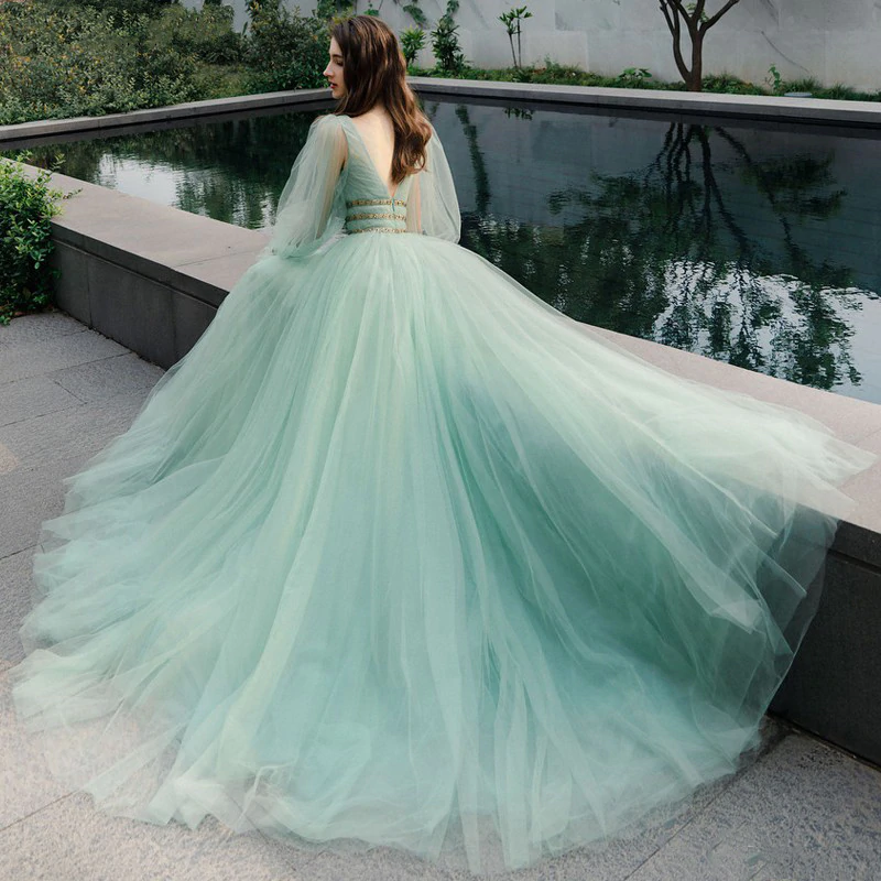 Long Sleeves A Line Popular Prom Dresses, Elegant Long Prom Dresses, 2021 Evening Party Dresses