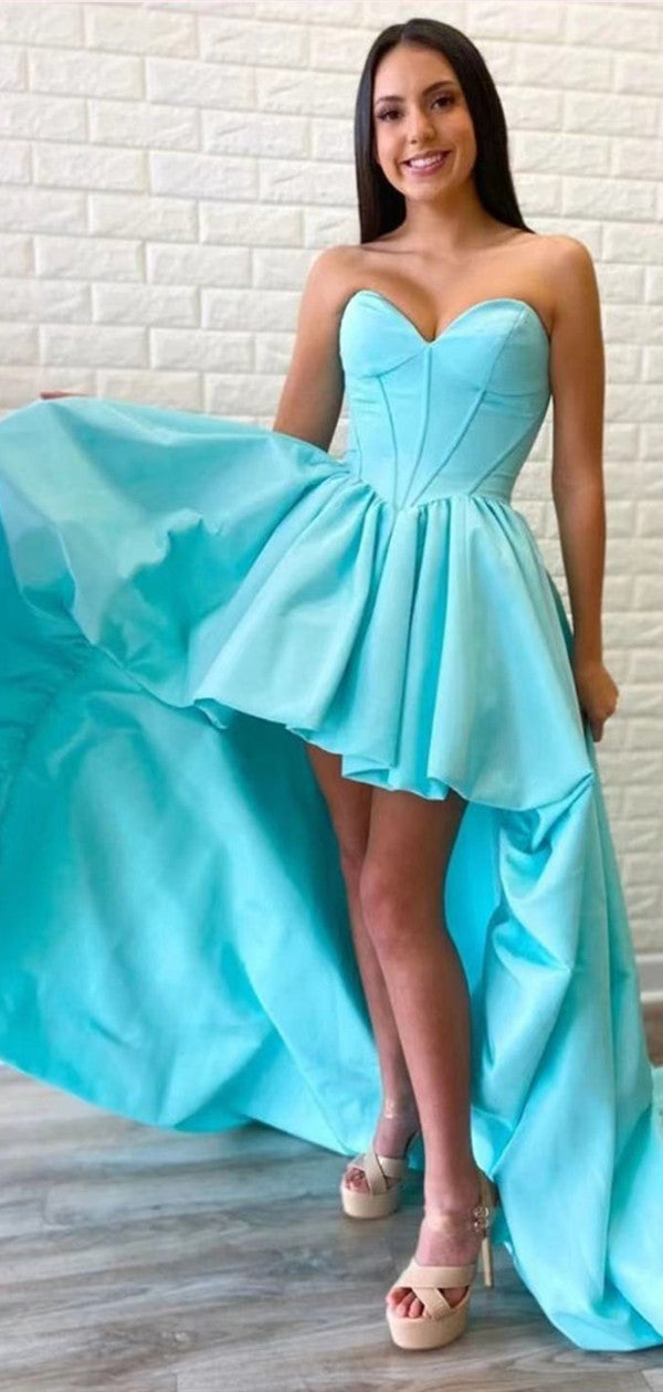 Strapless High Low Newest Girl Graduation 2021 Prom Dresses, Fashion Evening Party Dresses