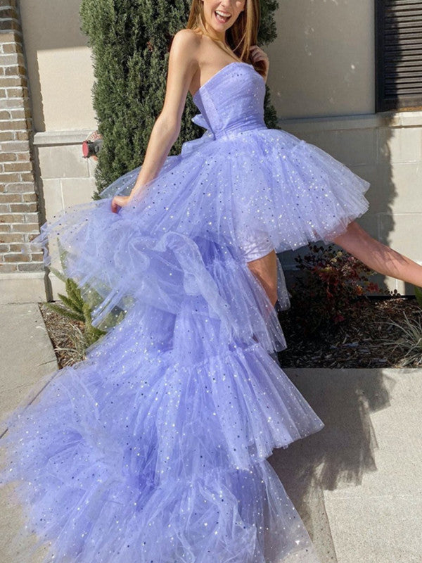 Strapless High Low Prom Dresses 2021, Popular Girl Party Dresses, 2021 Evening Prom Dresses