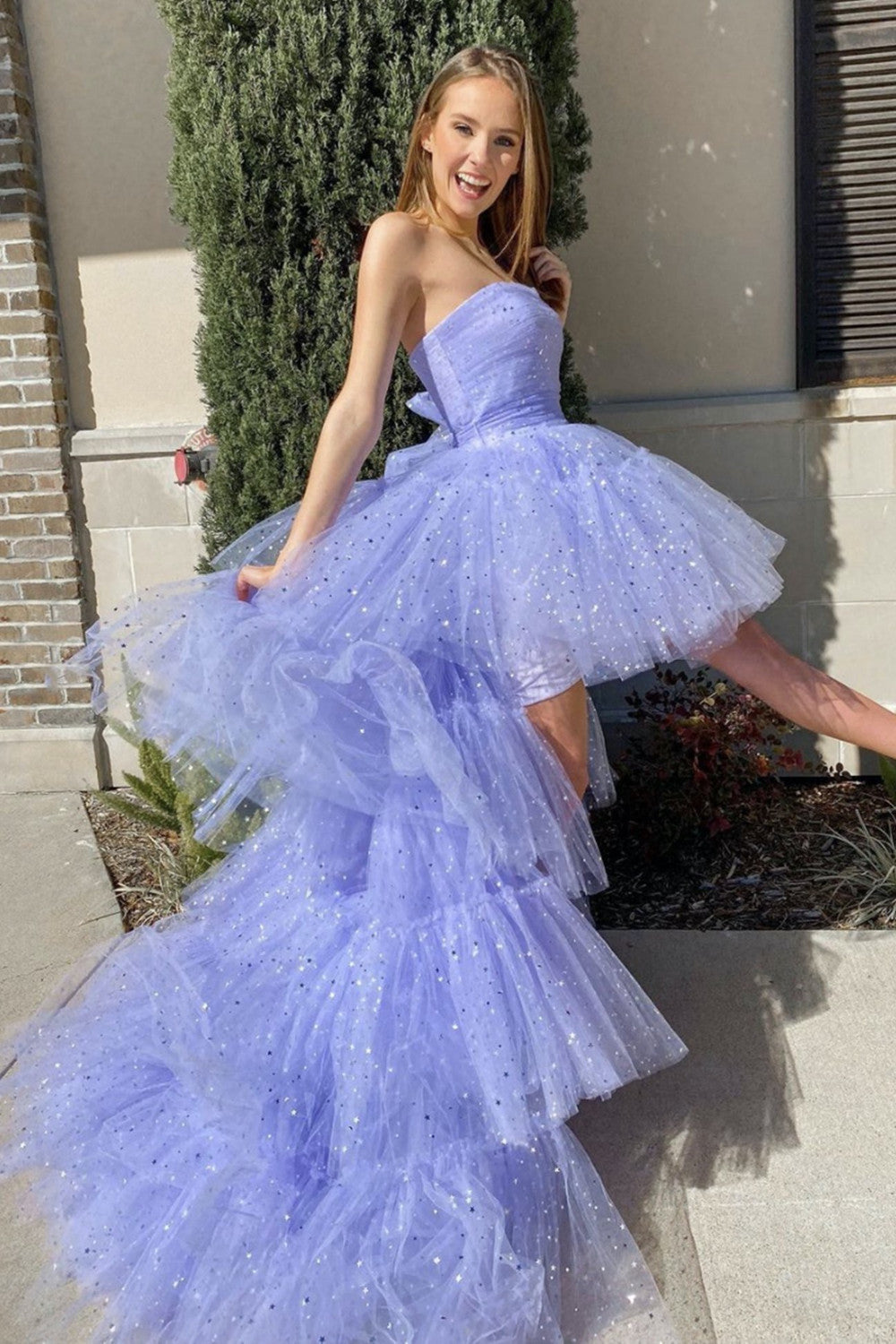 Strapless High Low Prom Dresses 2021, Popular Girl Party Dresses, 2021 Evening Prom Dresses