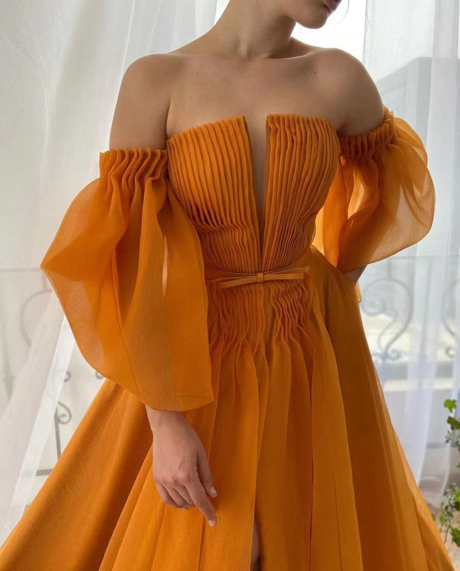 A-line Popular Long Prom Dresses, Newest 2022 Prom Dresses , High Fashion Wedding Guest Dresses