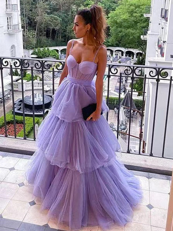 A-line Puffy Long Prom Dresses, Girl Graduation Party Dresses, Newest Purple 2022 Prom Dresses