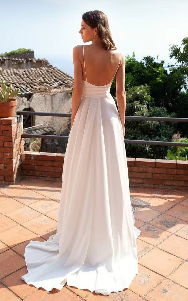 Spaghetti Straps Simple Long Prom Dresses, Newest Sexy 2022 Prom Dresses, Wedding Bridesmaid Dresses