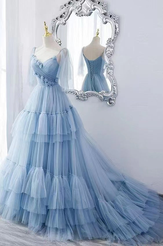 Tulle A-line Appliques Wedding Dresses, Elegant Newest Bridal Gowns, Princess Long Prom Dresses