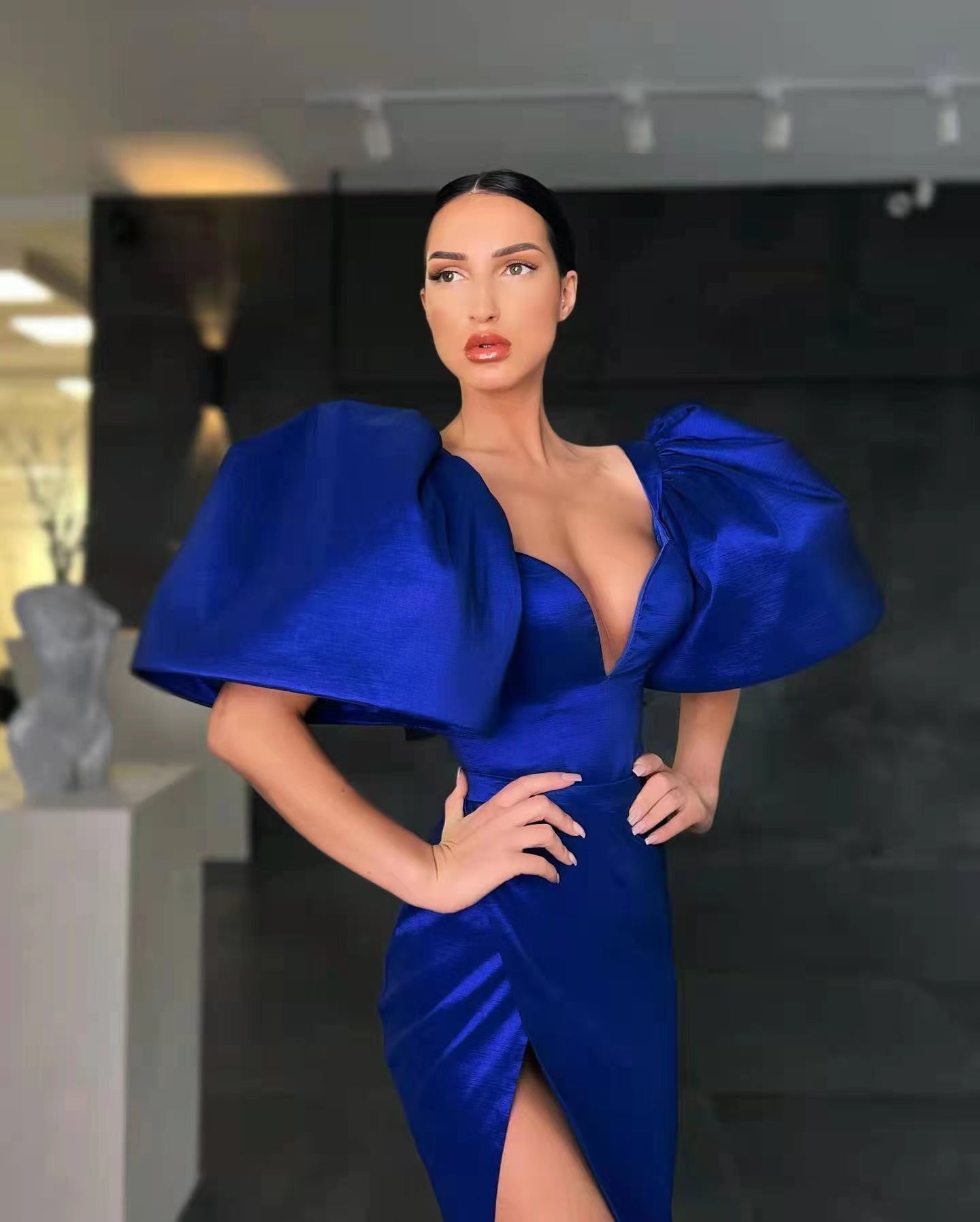 Newest Mermaid Design Long Prom Dresses, Royal Blue Side Slit Evening Dresses, Graduation Party 2022 Girl Dresses