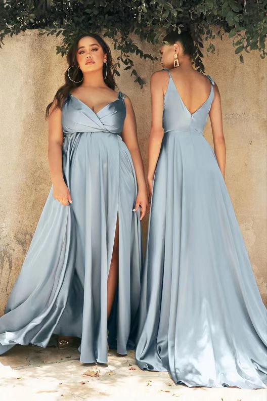 Newest V-neck Popular Wedding Bridesamid Dresses, A-line Fashion Bridesmaid Dresses, Simple Long Prom Dresses