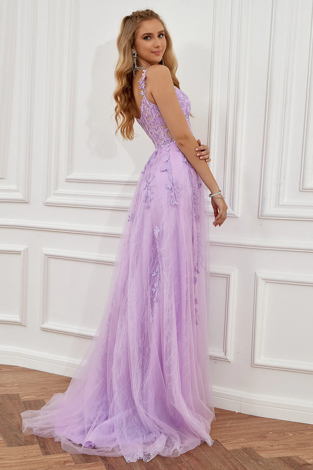 Newest 2023 Long Prom Dresses, Lace A-line Party Dresses, Popular Wedding Guest Dresses