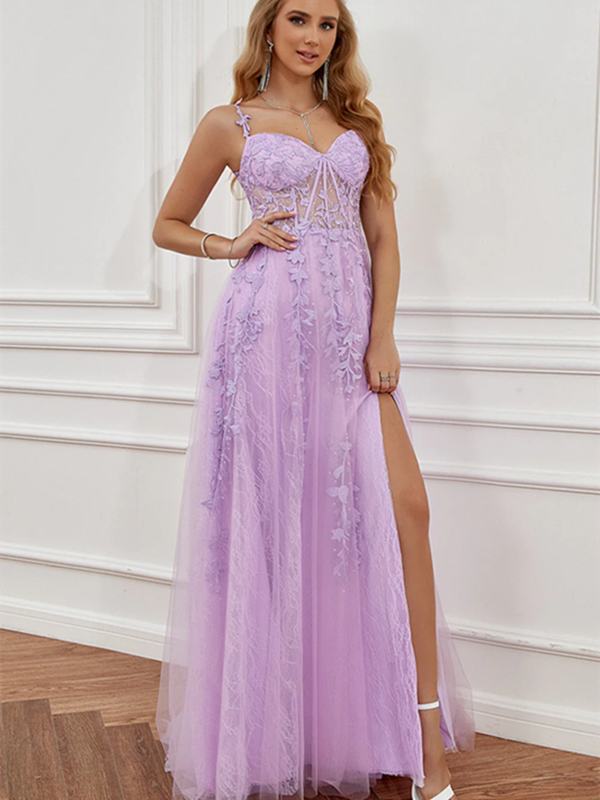 Newest 2023 Long Prom Dresses, Lace A-line Party Dresses, Popular Wedding Guest Dresses