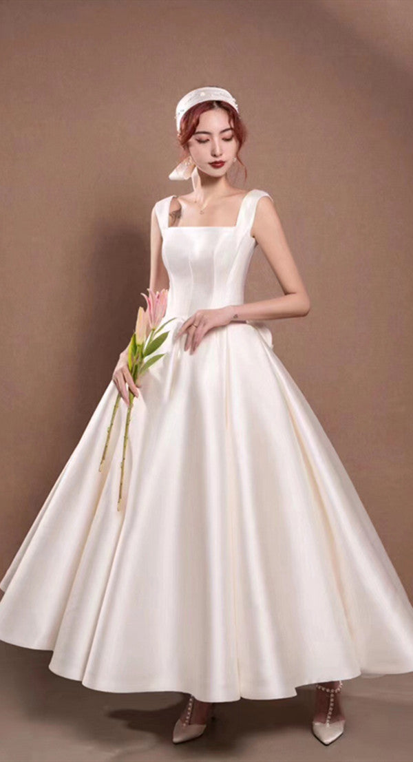 A-line High Quality Bridal Gowns, Popular Satin Wedding Dresses