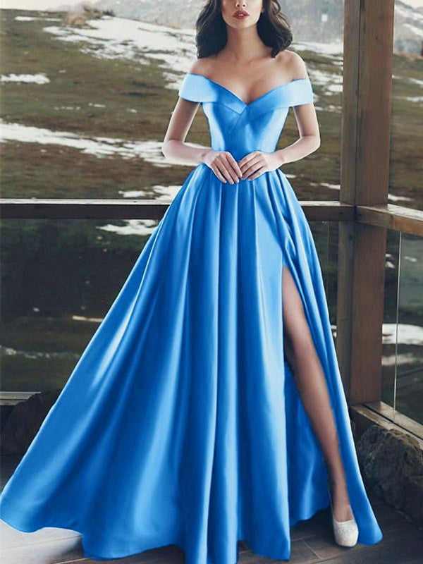 Long Prom Dress, Off Shoulder Prom Dress, A-line Prom Dress