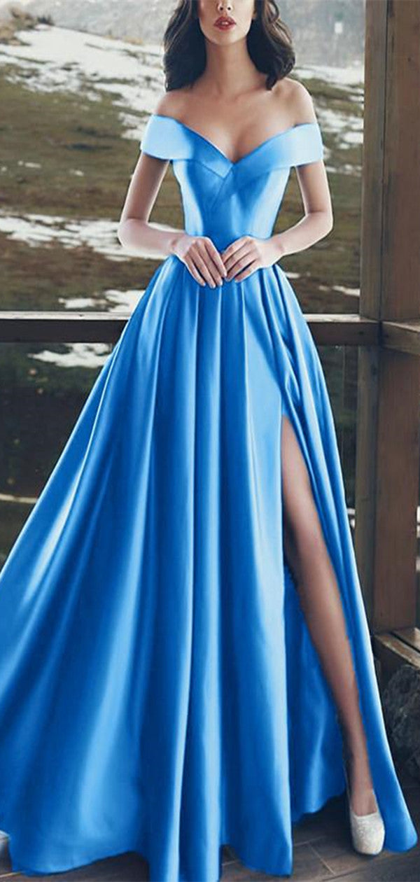 Long Prom Dress, Off Shoulder Prom Dress, A-line Prom Dress